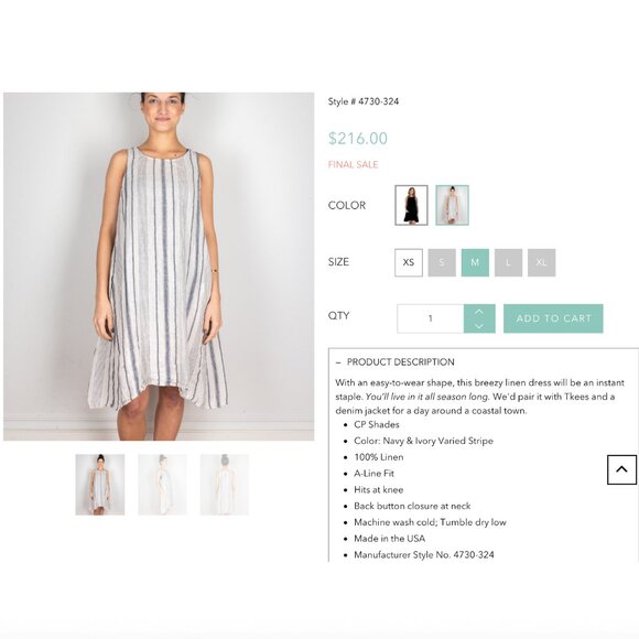 CP Shades - Jacqui Linen Trapeze Dress, Blue Stripe, Signature Dress - Med - Picture 6 of 13